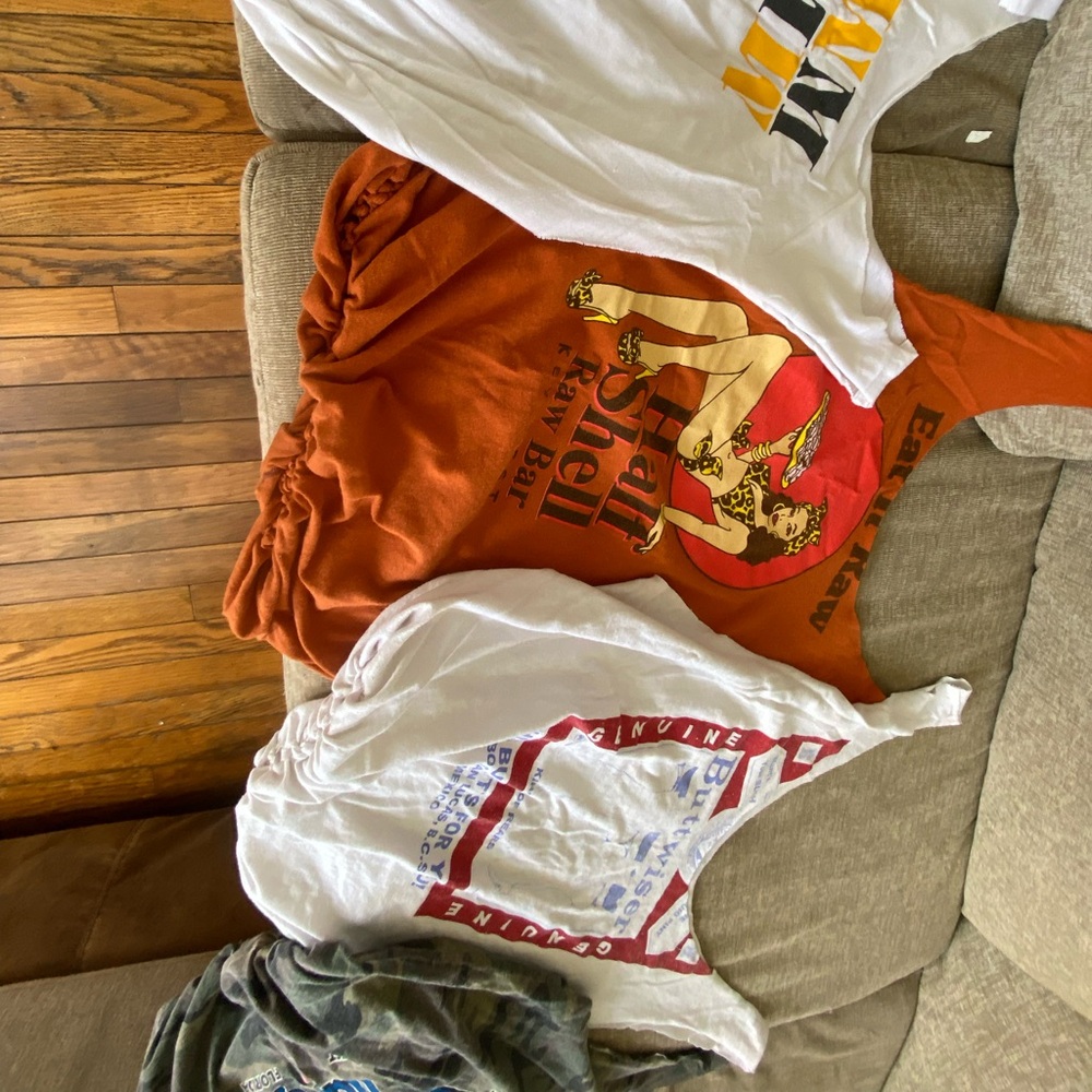 Vintage t-shirt recycled tote bags, hand-made, shipped every Wednesday